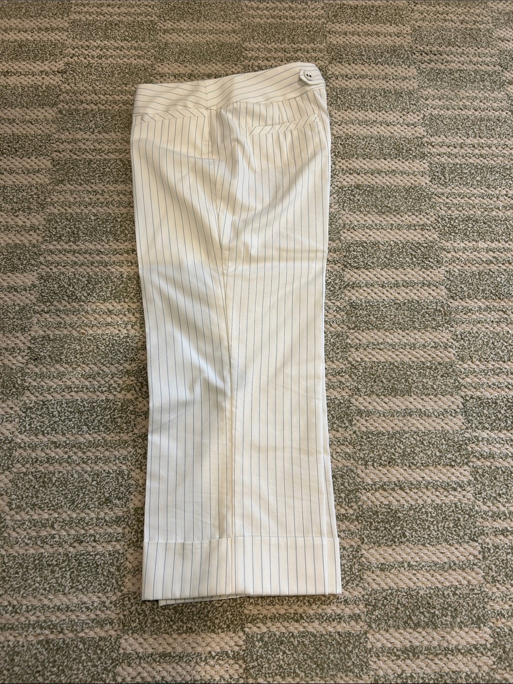Calvin Klein Cream Pinstripe Cropped Trousers